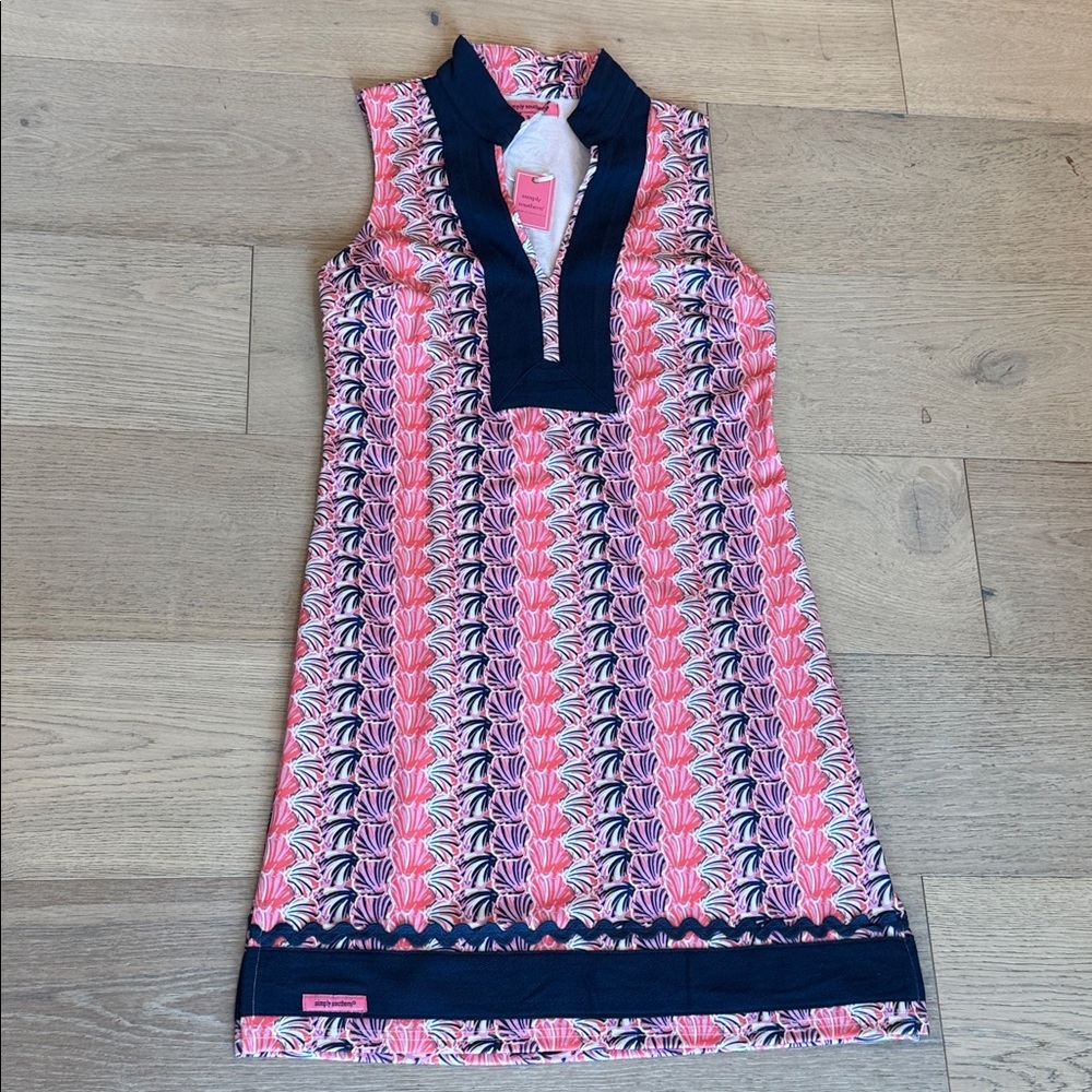 Simply Southern Pink & Navy Seashell Dress – NWT, Size Small